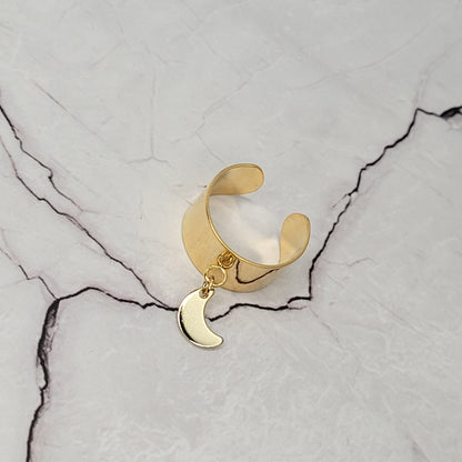 "Moon spell" bague lune réglable en acier inoxydable doré