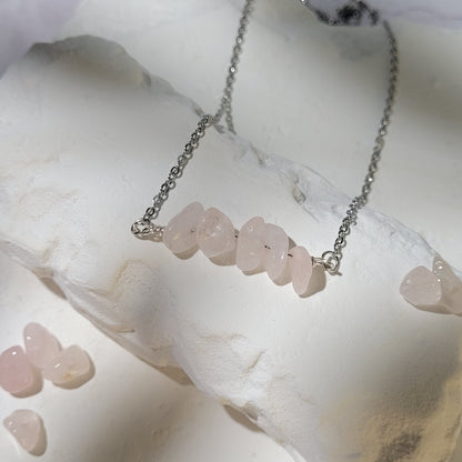 Collier "Birthstone" Quartz rose - avril