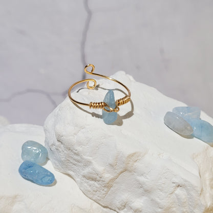 Bague "Birthstone" dorée Aigue marine - mars