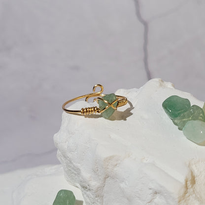 Bague "Birthstone" dorée Aventurine - août