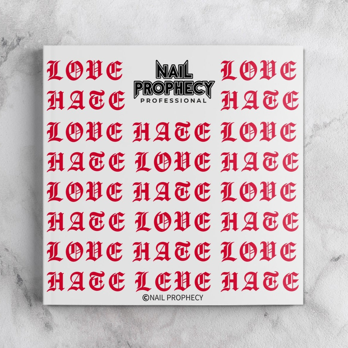 PRO Edition: Love Hate red nail water decals